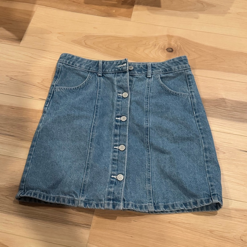 George Blue Button-Front Mini Skirt